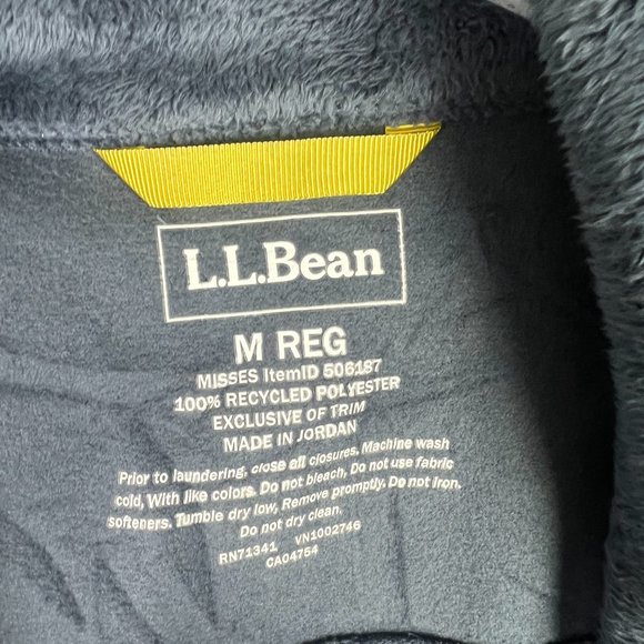 L.L. Bean Luxe Fleece Long Vest Blue Soft Size Medium M Misses EUC D2231 - Picture 8 of 15